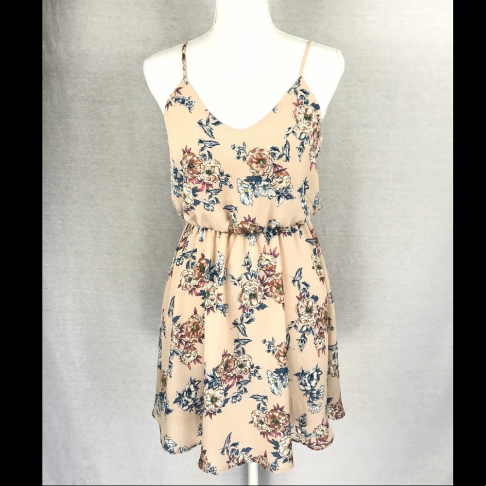 LUSH Floral Blush Spaghetti Strap Dress